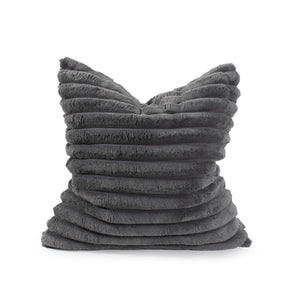 Howard Elliott Pillow Luxury Faux Fur Comfort - Hand-sewn Ribbed Design For Depth, Softness, And Style Gray 100% Polyester 2-1344f-howard-elliott