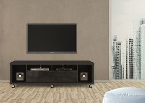 Cabrini TV Stand and Floating Wall TV Panel 1.8 in Black Gloss and Black Matte 2-1541382253 Manhattan Comfort