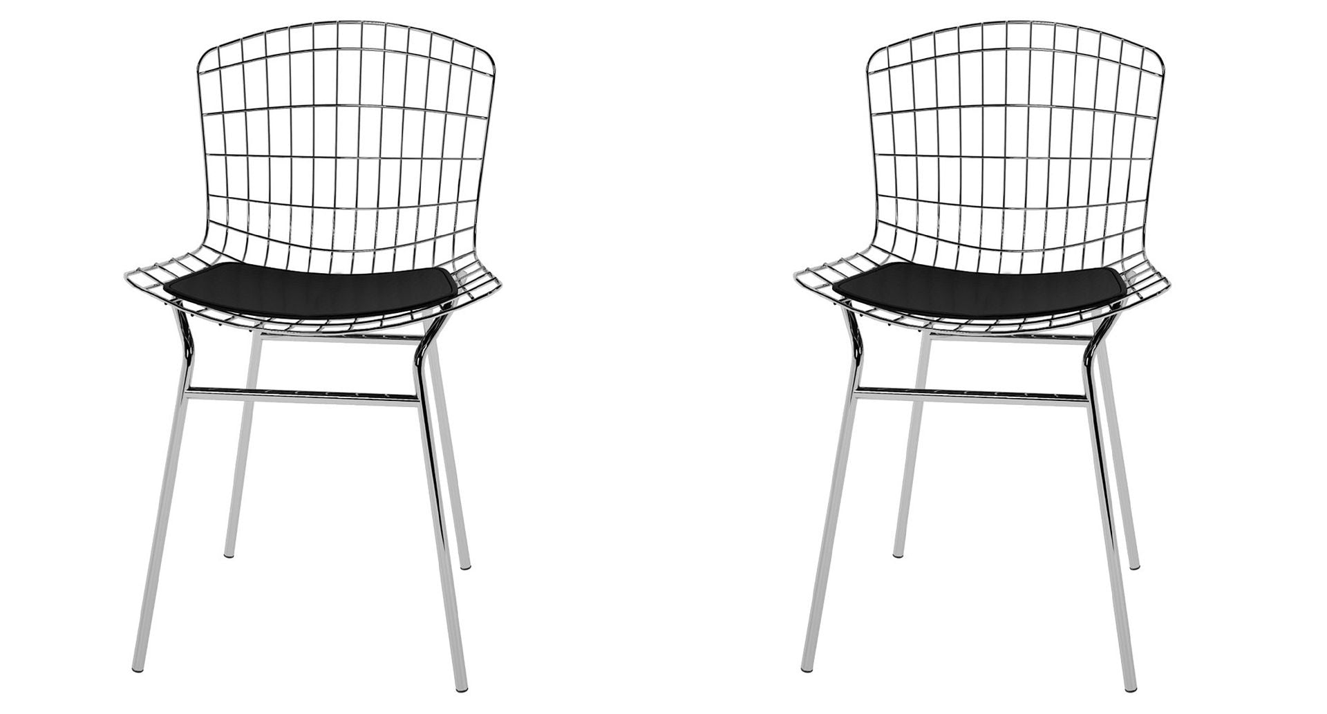 Manhattan Comfort Madeline Modern Chair, Set of 2 Silver and Black 2-197AMC1