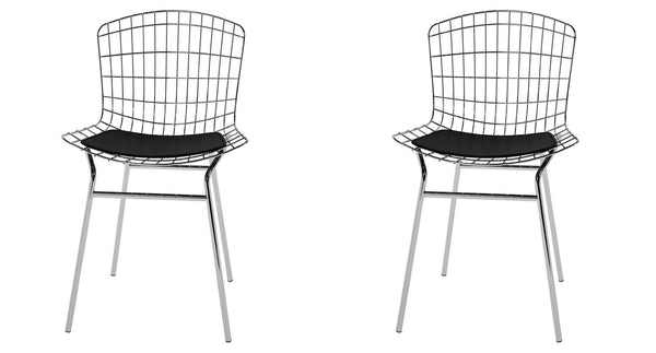 Manhattan Comfort Madeline Modern Chair, Set of 2 Silver and Black 2-197AMC1