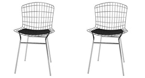 Manhattan Comfort Madeline Modern Chair, Set of 2 Silver and Black 2-197AMC1