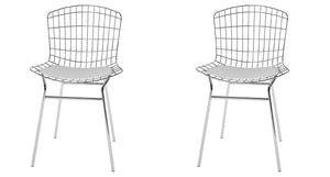 Manhattan Comfort Madeline Modern Chair, Set of 2 Silver and White 2-197AMC2