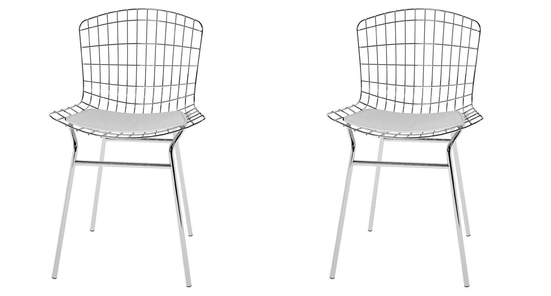 Manhattan Comfort Madeline Modern Chair, Set of 2 Silver and White 2-197AMC2