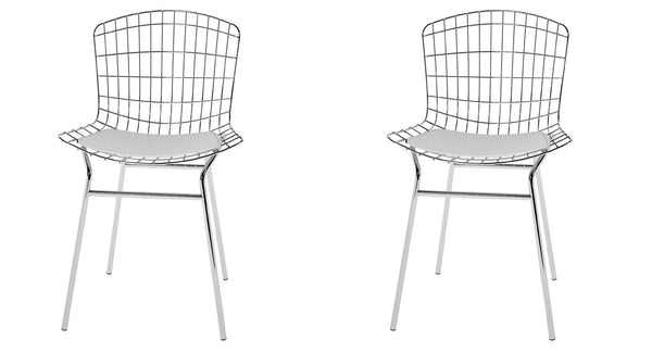Manhattan Comfort Madeline Modern Chair, Set of 2 Silver and White 2-197AMC2