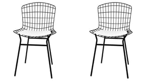 Manhattan Comfort Madeline Modern Chair, Set of 2 Black and White 2-197AMC4