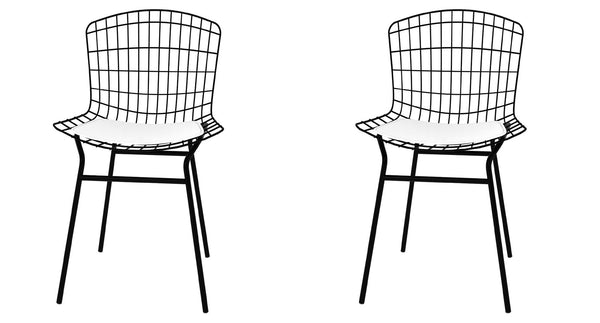 Manhattan Comfort Madeline Modern Chair, Set of 2 Black and White 2-197AMC4