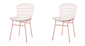 Manhattan Comfort Madeline Modern Chair, Set of 2 Rose Pink Gold and White 2-197AMC6