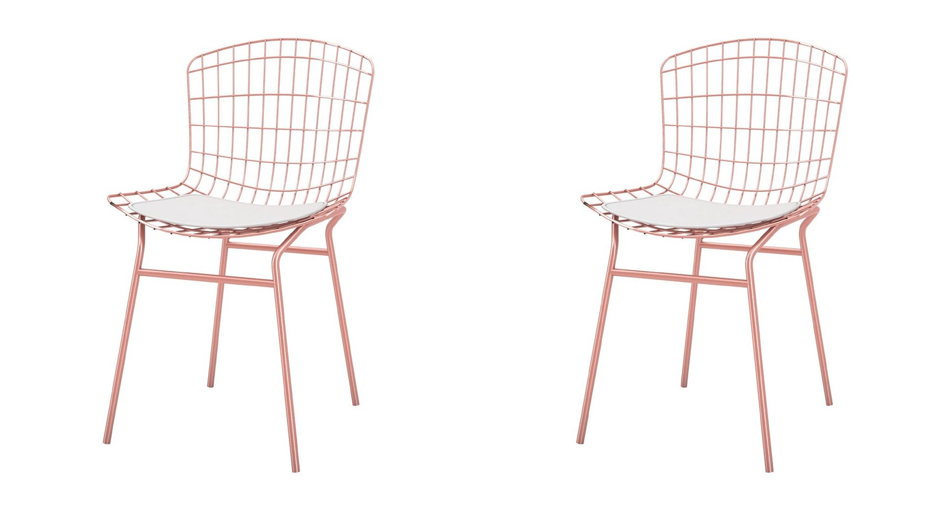 Manhattan Comfort Madeline Modern Chair, Set of 2 Rose Pink Gold and White 2-197AMC6