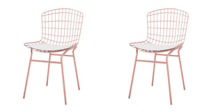 Manhattan Comfort Madeline Modern Chair, Set of 2 Rose Pink Gold and White 2-197AMC6