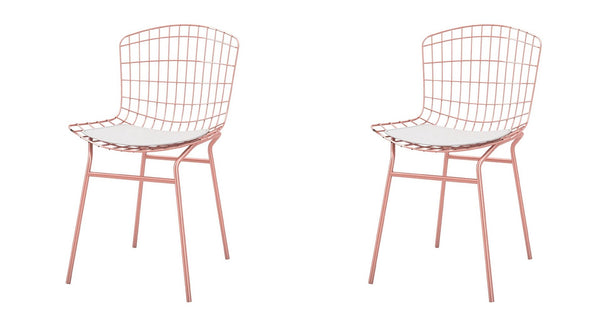 Manhattan Comfort Madeline Modern Chair, Set of 2 Rose Pink Gold and White 2-197AMC6