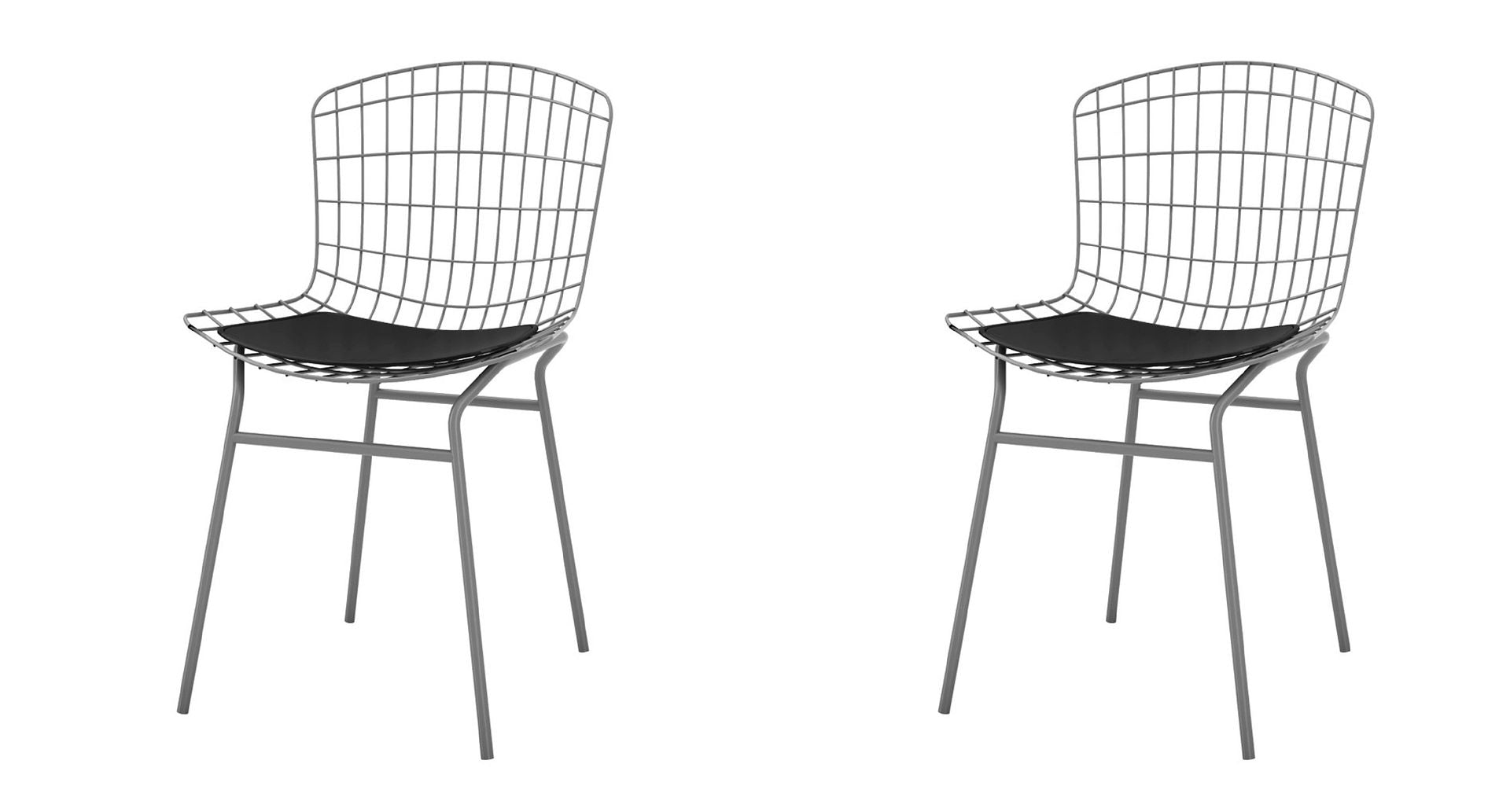 Manhattan Comfort Madeline Modern Chair, Set of 2 Charcoal Grey and Black 2-197AMC7