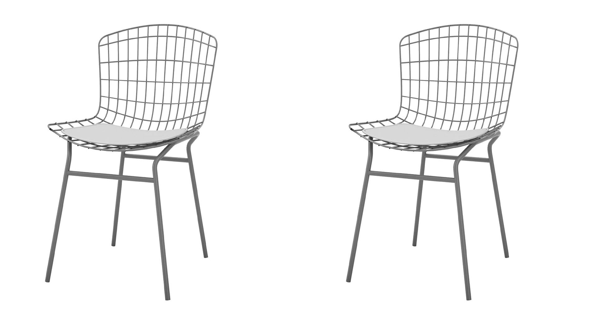 Manhattan Comfort Madeline Modern Chair, Set of 2 Charcoal Grey and White 2-197AMC8