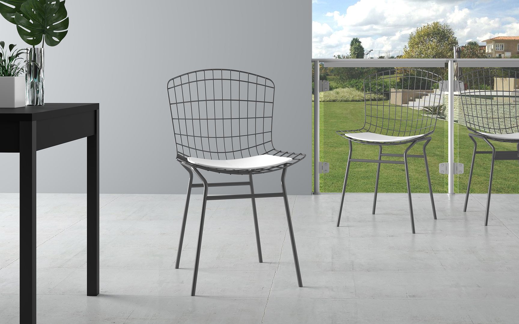 Manhattan Comfort Madeline Modern Chair, Set of 2 Charcoal Grey and White 2-197AMC8