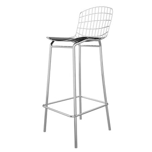 Manhattan Comfort Madeline Modern Barstool, Set of 2 Silver and Black 2-198AMC1