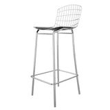 Manhattan Comfort Madeline Modern Barstool, Set of 2 Silver and Black 2-198AMC1