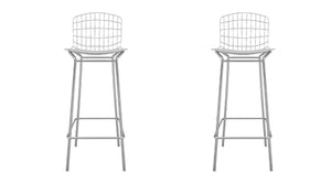 Manhattan Comfort Madeline Modern Barstool, Set of 2 Silver and White 2-198AMC2