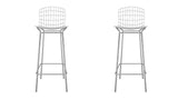 Manhattan Comfort Madeline Modern Barstool, Set of 2 Silver and White 2-198AMC2