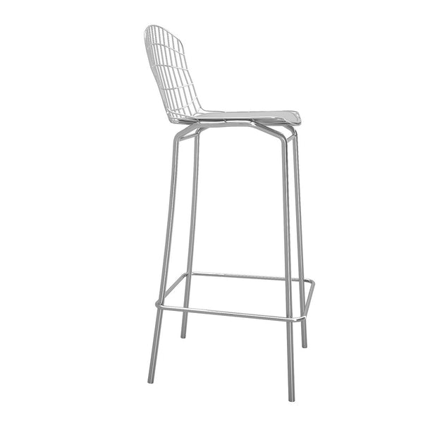 Manhattan Comfort Madeline Modern Barstool, Set of 2 Silver and White 2-198AMC2