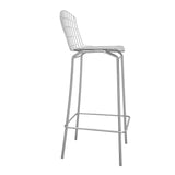 Manhattan Comfort Madeline Modern Barstool, Set of 2 Silver and White 2-198AMC2