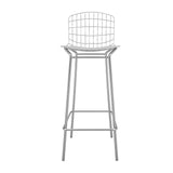 Manhattan Comfort Madeline Modern Barstool, Set of 2 Silver and White 2-198AMC2