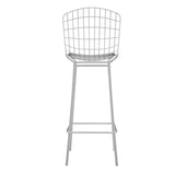 Manhattan Comfort Madeline Modern Barstool, Set of 2 Silver and White 2-198AMC2