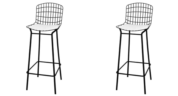 Manhattan Comfort Madeline Modern Barstool, Set of 2 Black and White 2-198AMC4