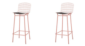 Manhattan Comfort Madeline Modern Barstool, Set of 2 Rose Pink Gold and Black 2-198AMC5