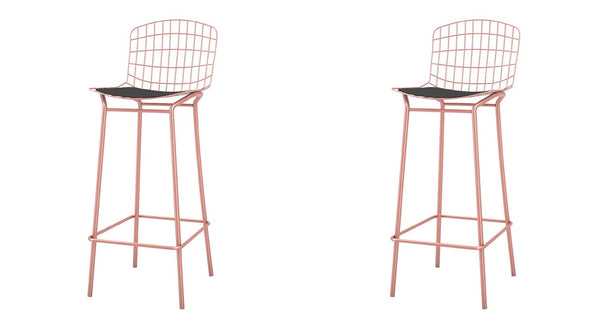 Manhattan Comfort Madeline Modern Barstool, Set of 2 Rose Pink Gold and Black 2-198AMC5