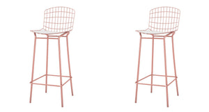 Manhattan Comfort Madeline Modern Barstool, Set of 2 Rose Pink Gold and White 2-198AMC6