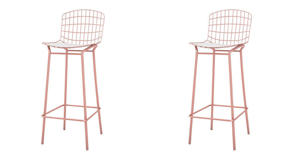 Manhattan Comfort Madeline Modern Barstool, Set of 2 Rose Pink Gold and White 2-198AMC6