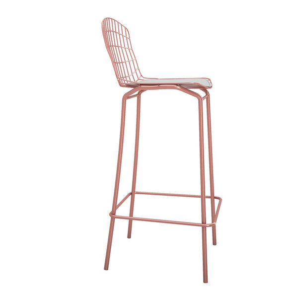 Manhattan Comfort Madeline Modern Barstool, Set of 2 Rose Pink Gold and White 2-198AMC6