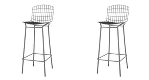 Manhattan Comfort Madeline Modern Barstool, Set of 2 Charcoal Grey and Black 2-198AMC7