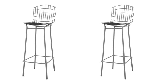 Manhattan Comfort Madeline Modern Barstool, Set of 2 Charcoal Grey and Black 2-198AMC7