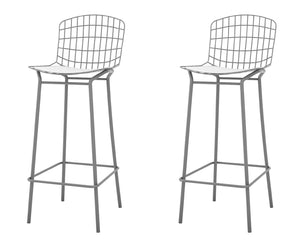 Manhattan Comfort Madeline Modern Barstool, Set of 2 Charcoal Grey and White 2-198AMC8
