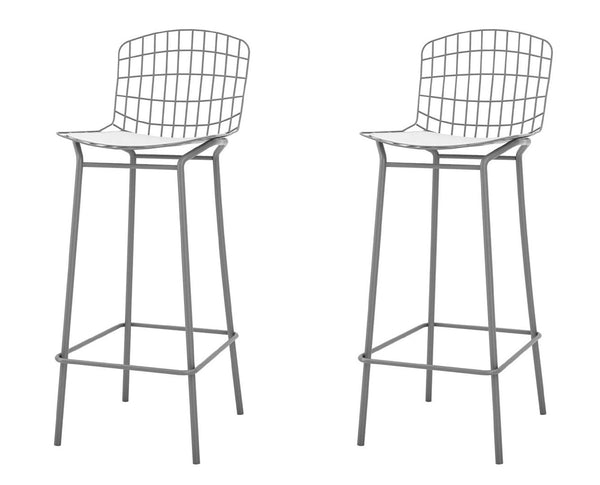Manhattan Comfort Madeline Modern Barstool, Set of 2 Charcoal Grey and White 2-198AMC8