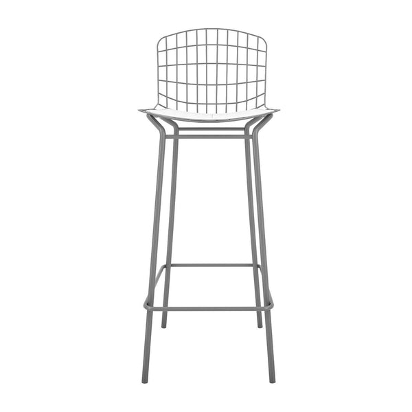 Manhattan Comfort Madeline Modern Barstool, Set of 2 Charcoal Grey and White 2-198AMC8