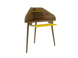 Bradley 2-Piece Cubicle Section Desk in Rustic Brown and Yellow 2-229BMC94 Manhattan Comfort