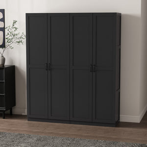 Manhattan Comfort 2-piece Modern Cornelia Storage Closet With 11 Adjustable Shelves For Effortless Organization And Style Black Mdf 2-23bc-bk