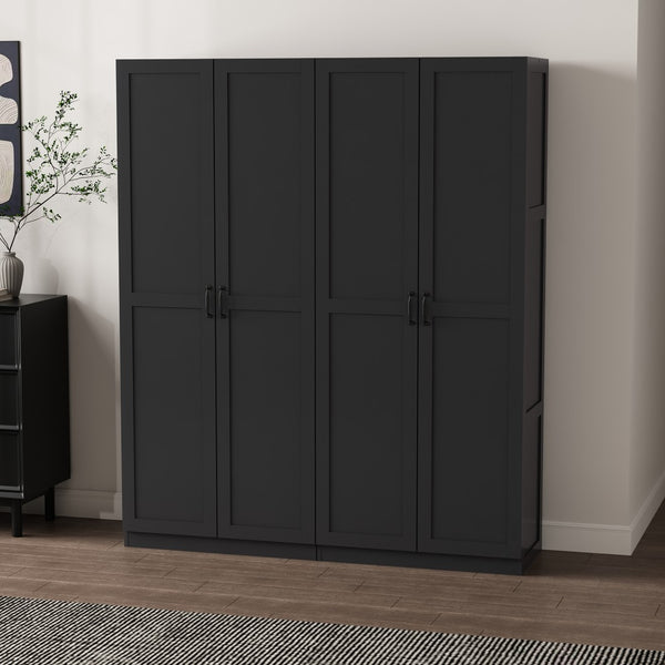 Manhattan Comfort 2-piece Modern Cornelia Storage Closet With 11 Adjustable Shelves For Effortless Organization And Style Black Mdf 2-23bc-bk