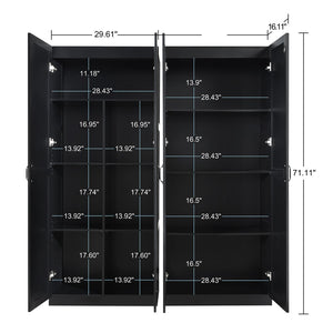 Manhattan Comfort 2-piece Modern Cornelia Storage Closet With 11 Adjustable Shelves For Effortless Organization And Style Black Mdf 2-23bc-bk