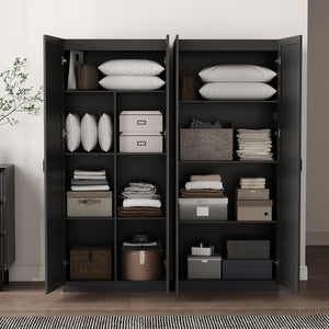 Manhattan Comfort 2-piece Modern Cornelia Storage Closet With 11 Adjustable Shelves For Effortless Organization And Style Black Mdf 2-23bc-bk