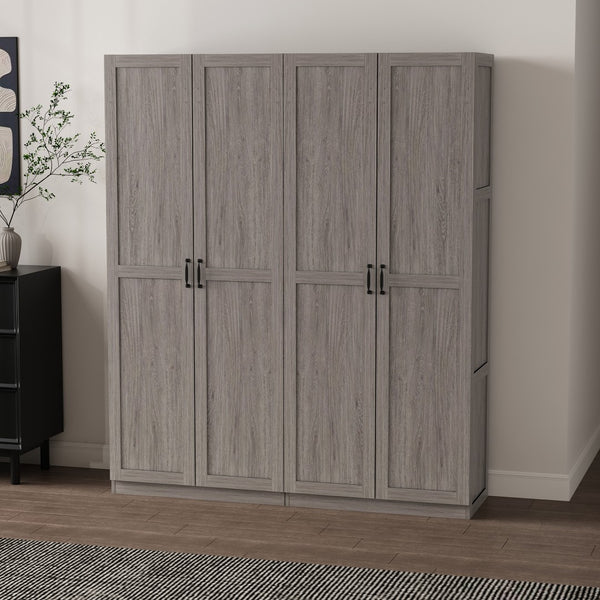 Manhattan Comfort 2-piece Modern Cornelia Storage Closet With 11 Adjustable Shelves For Effortless Organization And Style Weathered Grey Mdf 2-23bc-gy