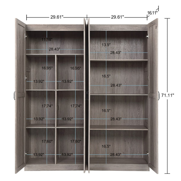 Manhattan Comfort 2-piece Modern Cornelia Storage Closet With 11 Adjustable Shelves For Effortless Organization And Style Weathered Grey Mdf 2-23bc-gy