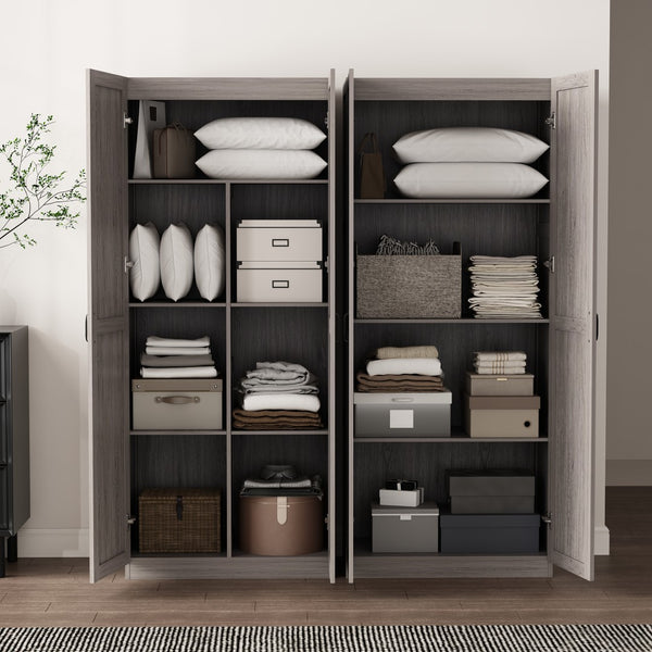 Manhattan Comfort 2-piece Modern Cornelia Storage Closet With 11 Adjustable Shelves For Effortless Organization And Style Weathered Grey Mdf 2-23bc-gy