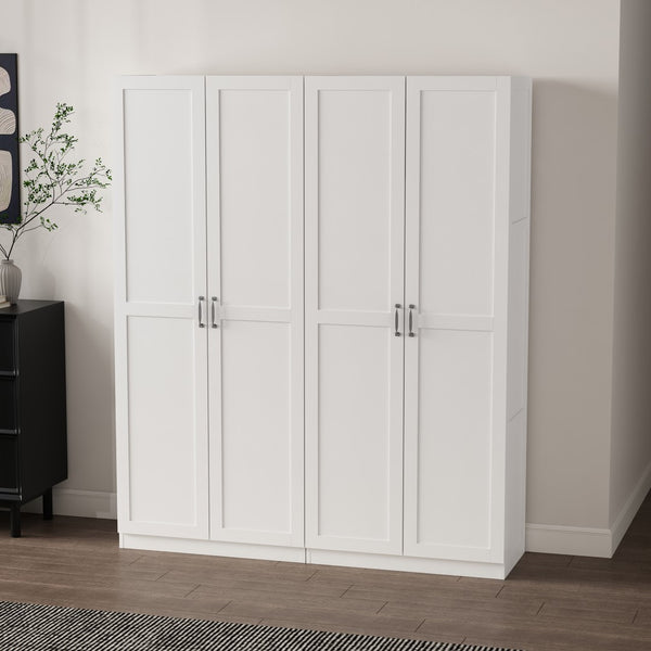 Manhattan Comfort 2-piece Modern Cornelia Storage Closet With 11 Adjustable Shelves For Effortless Organization And Style White Mdf 2-23bc-wh