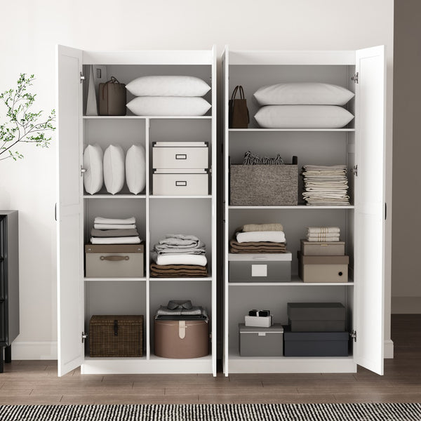Manhattan Comfort 2-piece Modern Cornelia Storage Closet With 11 Adjustable Shelves For Effortless Organization And Style White Mdf 2-23bc-wh