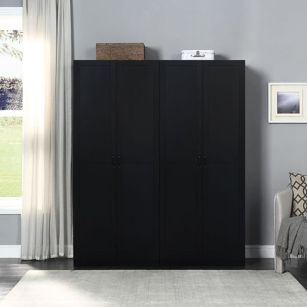 Manhattan Comfort Hopkins Modern Storage Closet - Set of 2 Black 2-23GLF-BK