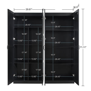 Manhattan Comfort Hopkins Modern Storage Closet - Set of 2 Black 2-23GLF-BK