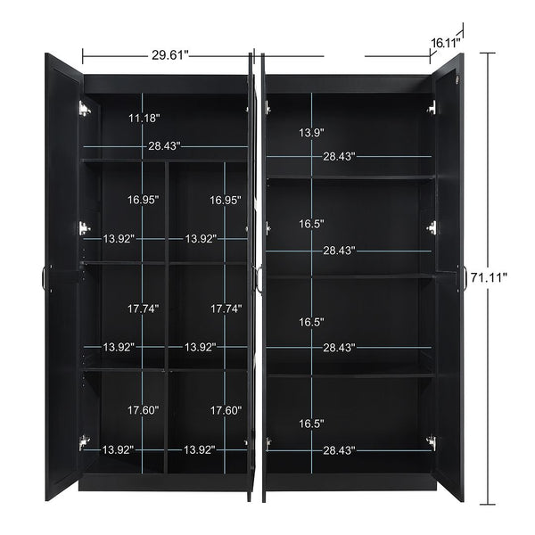 Manhattan Comfort Hopkins Modern Storage Closet - Set of 2 Black 2-23GLF-BK