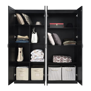 Manhattan Comfort Hopkins Modern Storage Closet - Set of 2 Black 2-23GLF-BK
